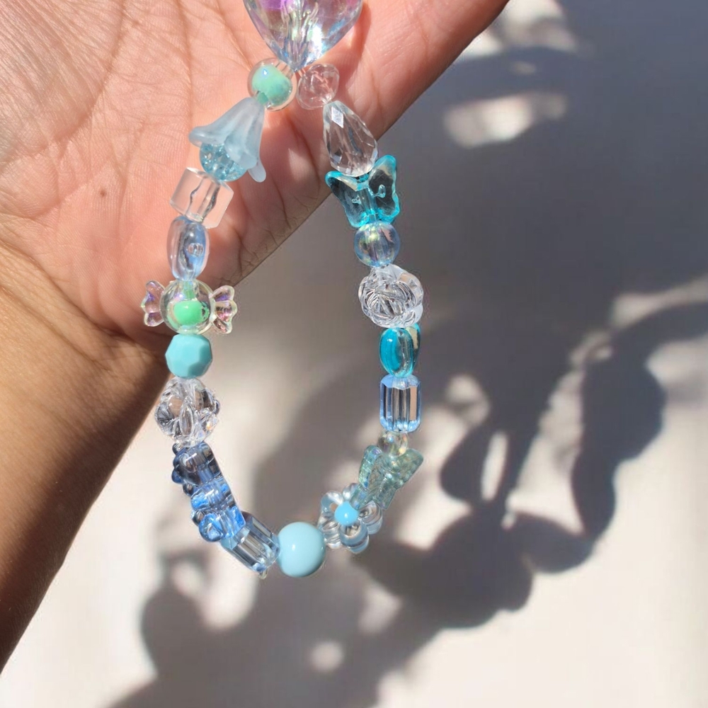 Blue Mixed Beaded Phone Charm 💙